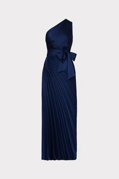 Milly Estelle Satin Maxi Dress In Navy