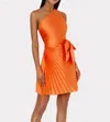 Milly Estie Satin Pleated Mini Dress In Orange