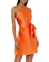Milly Estie Satin Pleated Mini Dress In Orange