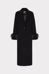 Milly Faux Fur And Feather Trim Coat In Black