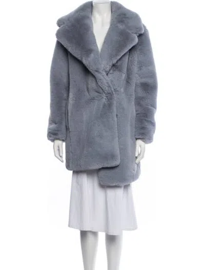 Pre-owned Milly Faux Fur Coat In Blue