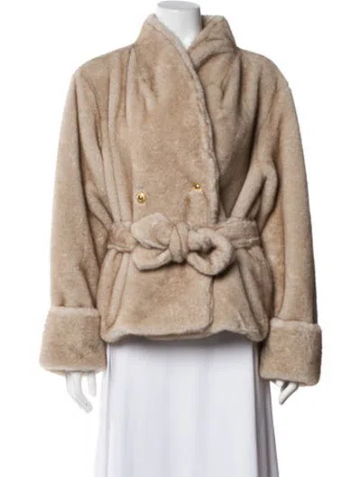 Pre-owned Milly Faux Fur Coat W/ Tags In Neutrals
