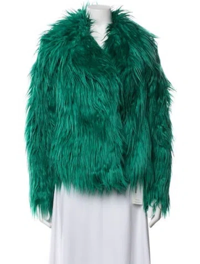 Pre-owned Milly Faux Fur Jacket In Green
