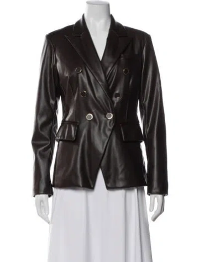 Pre-owned Milly Faux Leather Blazer In Brown