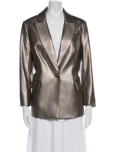 Pre-owned Milly Faux Leather Blazer In Gray