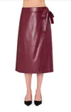 Milly Faux Leather Bow Maxi Skirt In Burgandy In Red