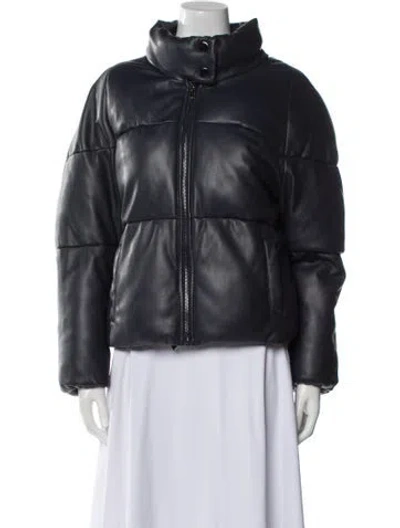 Pre-owned Milly Faux Leather Jacket In Blue