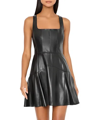 Milly Faux Leather Mini Dress In Black