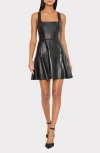 Milly Vegan Leather Mini Dress In Black