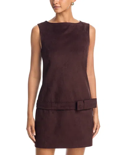 Milly Fern Faux Suede Mini Dress In Brown
