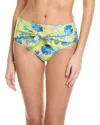 Milly Floating Cosmos Tie Front Bikini Bottom In Green