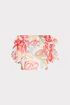 Milly Floraison Rouge Organza Ruffle Short Sleeve Top In Multi