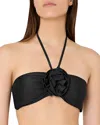 Milly Women's Resort Rosette Halter Bikini Top In Black
