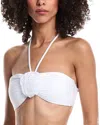 Milly Cabana Rosette Halter Bikini Top In White