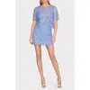 Milly Floral Geo Combo Short Sleeve Lace Top In Sky Blue