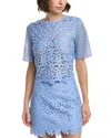 Milly Floral Geo Lace Top In Blue