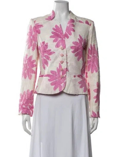 Pre-owned Milly Floral Print Blazer In Pink