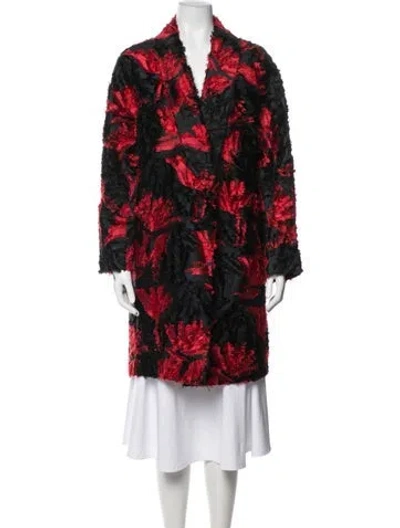 Pre-owned Milly Floral Print Coat In Red