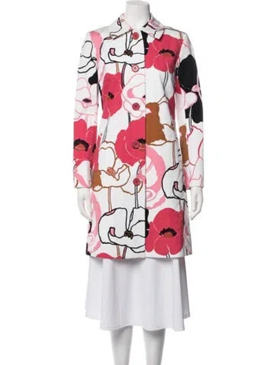 Pre-owned Milly Floral Print Coat In Red/white