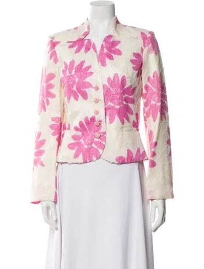 Pre-owned Milly Floral Print Evening Jacket In Pink