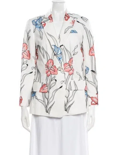 Pre-owned Milly Floral Print Evening Jacket In White