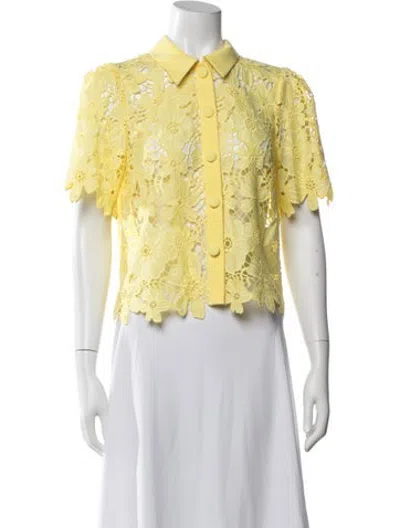 Pre-owned Milly Floral Print Jacket W/ Tags In Yellow