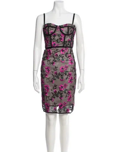 Pre-owned Milly Floral Print Knee-length Dress In Black