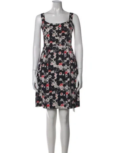 Pre-owned Milly Floral Print Knee-length Dress In Black
