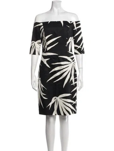 Pre-owned Milly Floral Print Knee-length Dress In Black