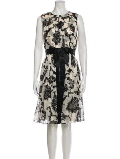 Pre-owned Milly Floral Print Knee-length Dress In Blue