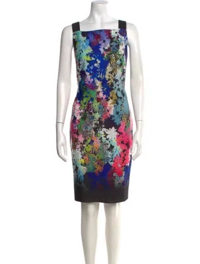 Pre-owned Milly Floral Print Knee-length Dress In Blue