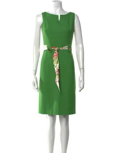 Pre-owned Milly Floral Print Knee-length Dress In Green