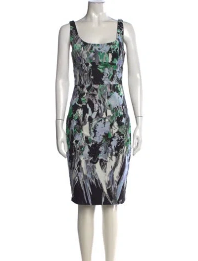 Pre-owned Milly Floral Print Knee-length Dress In Green