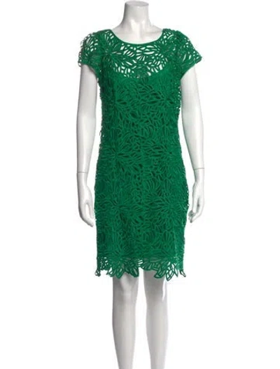 Pre-owned Milly Floral Print Knee-length Dress In Green