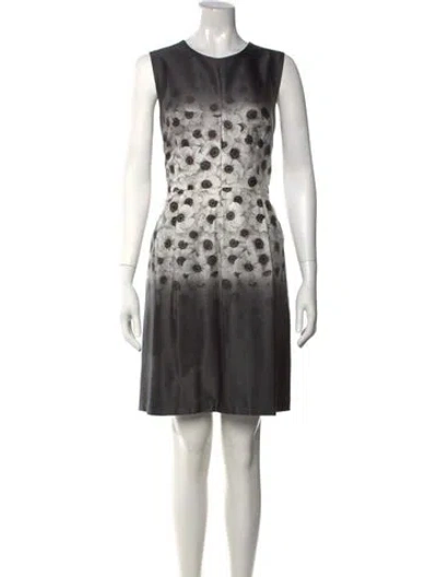 Pre-owned Milly Floral Print Knee-length Dress In Grey