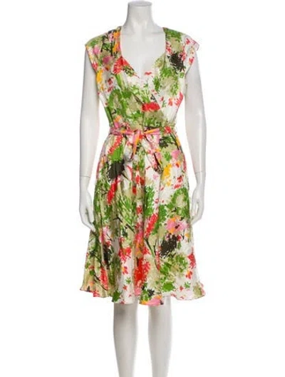 Pre-owned Milly Floral Print Knee-length Dress In Multi