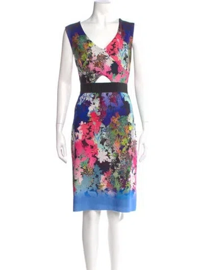 Pre-owned Milly Floral Print Knee-length Dress In Multi