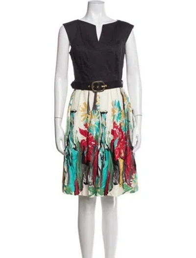 Pre-owned Milly Floral Print Knee-length Dress In Multicolor