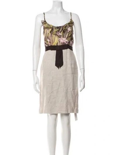 Pre-owned Milly Floral Print Knee-length Dress In Neutrals
