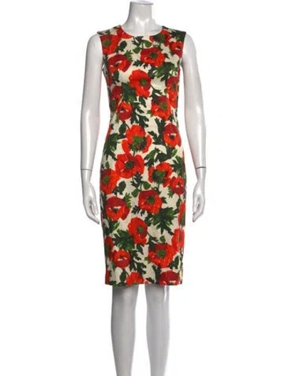 Pre-owned Milly Floral Print Knee-length Dress In Neutrals