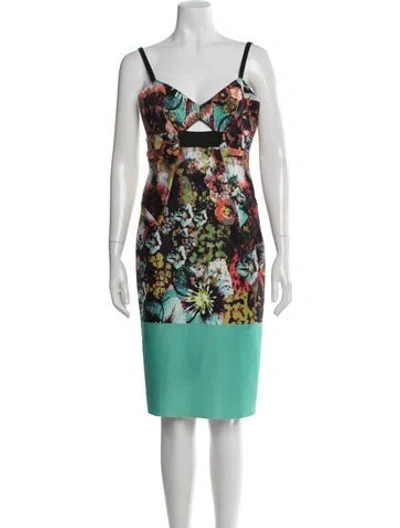Pre-owned Milly Floral Print Knee-length Dress In Orange