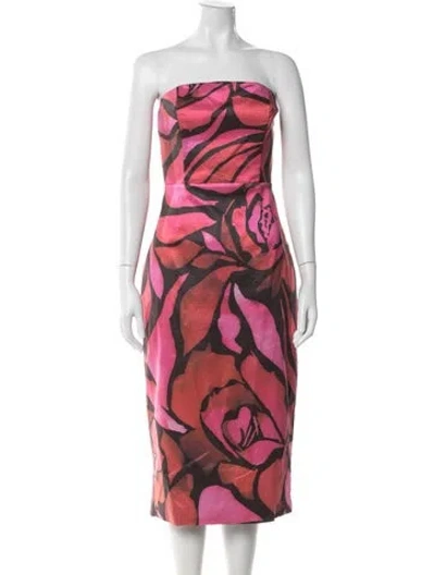 Pre-owned Milly Floral Print Knee-length Dress In Pink