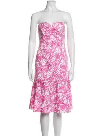 Pre-owned Milly Floral Print Knee-length Dress In Pink