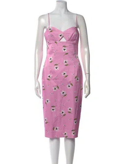 Pre-owned Milly Floral Print Knee-length Dress In Pink