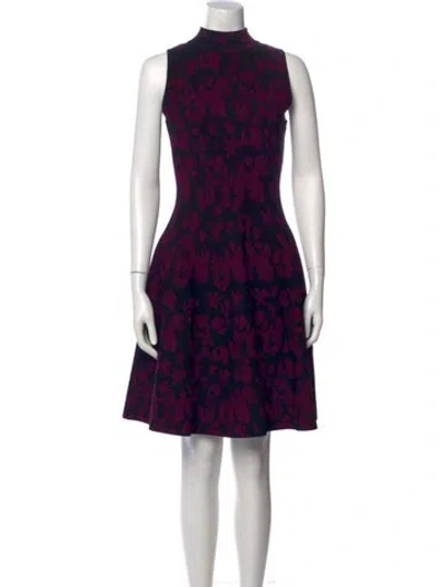 Pre-owned Milly Floral Print Knee-length Dress In Purple