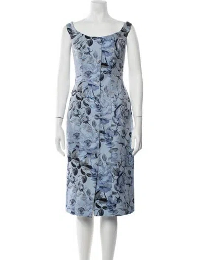Pre-owned Milly Floral Print Knee-length Dress W/ Tags In Blue