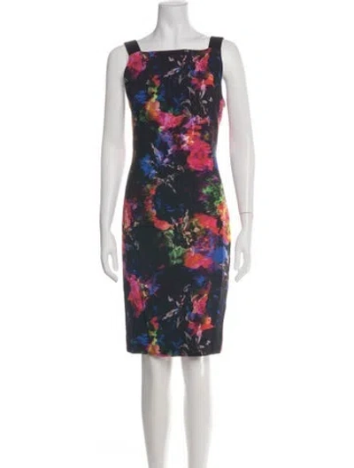 Pre-owned Milly Floral Print Knee-length Dress W/ Tags In Green
