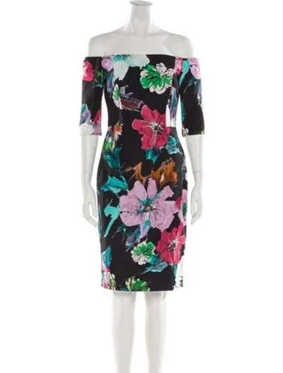 Pre-owned Milly Floral Print Knee-length Dress W/ Tags In Multi