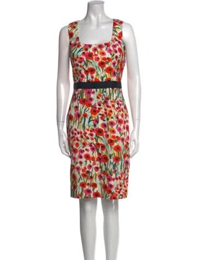 Pre-owned Milly Floral Print Knee-length Dress W/ Tags In Pink
