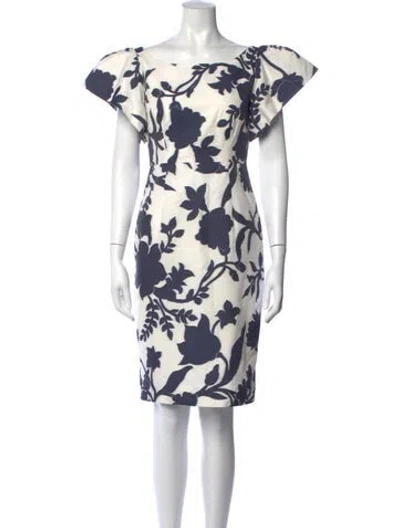 Pre-owned Milly Floral Print Knee-length Dress In White